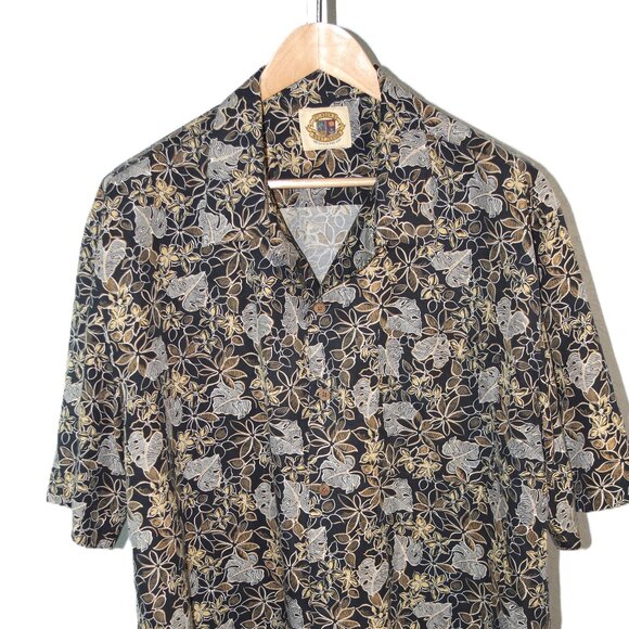 Pussers West Indies Mens Hawaiian Tropical Short Sleeve Shirt Size Large Silk - Picture 1 of 6